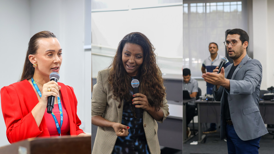 A pró-reitora Michelle Duarte, a reitora Maria Santana e o vice-reitor Marcelo Leineker (Foto: Samuel Lima/Sucom)